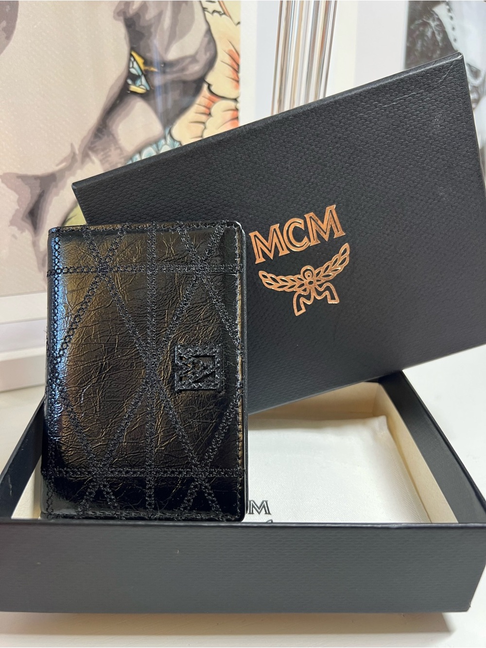 MCM Travia Quilted Card Wallet